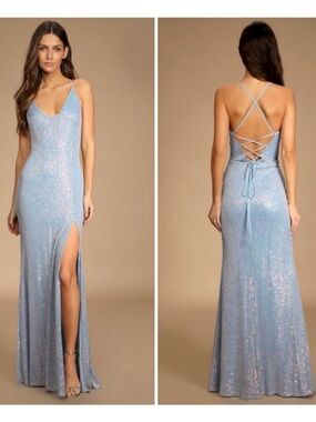 Lulu's Sequin lace-up mermaid dress New Without Tags